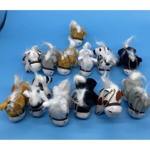 Lot of 13 Mini Plush Horse Keychains Stuffed Pony Toys Party Favors Unbranded